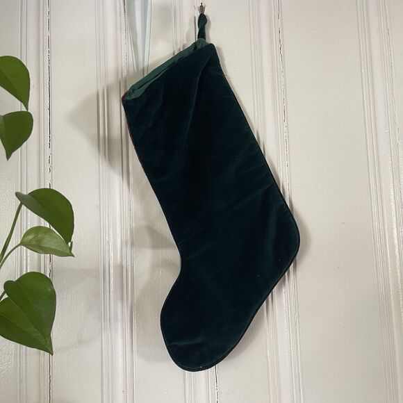 Vtg Red Green Needlepoint Christmas Stocking Wool Embroidery Gift Bear Tree - Picture 3 of 5